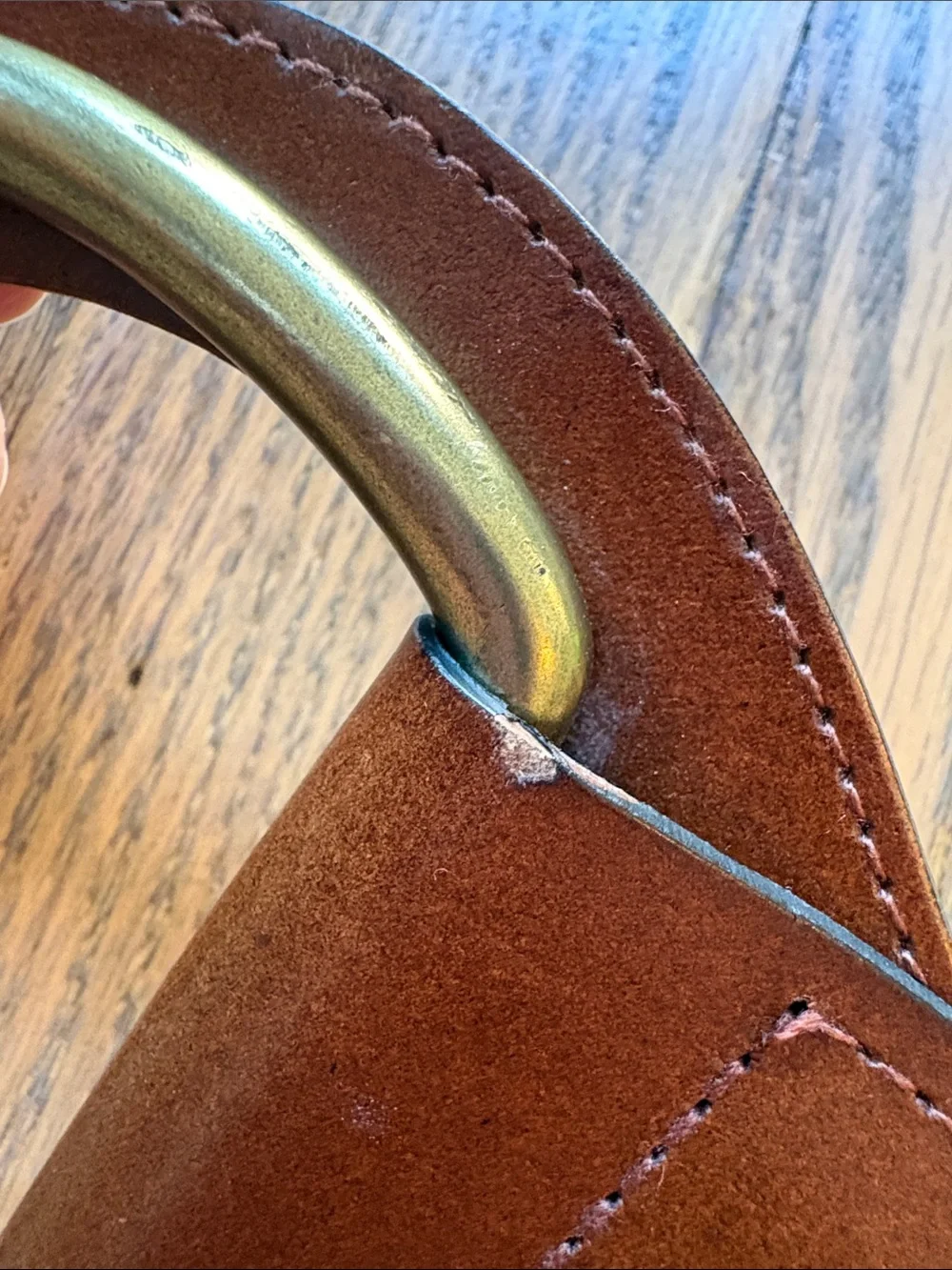 Brown genuine bonded leather wide boho braided belt sz M